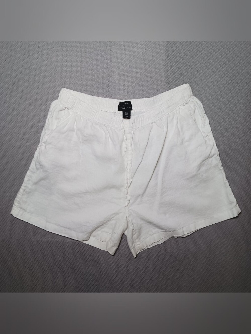 Tahari Womens Linen Summertime Shorts XL White Drawstrings